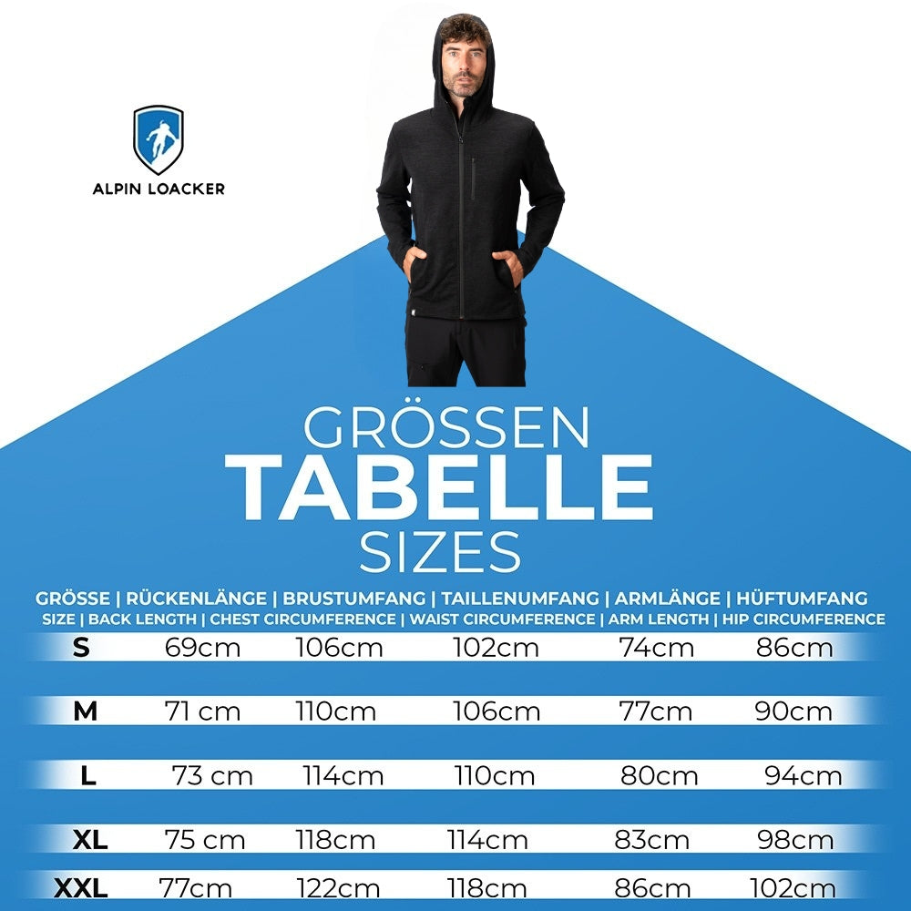 Merino Hoody Zip Men 270 g/m2 