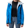 Alpin Loacker black outdoor jacket ladies waterproof with hood, hardshell jacket ladies in blue