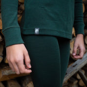 Detailaufnahme des Merino Sets für Kinder in grün, 100% Merinowolle