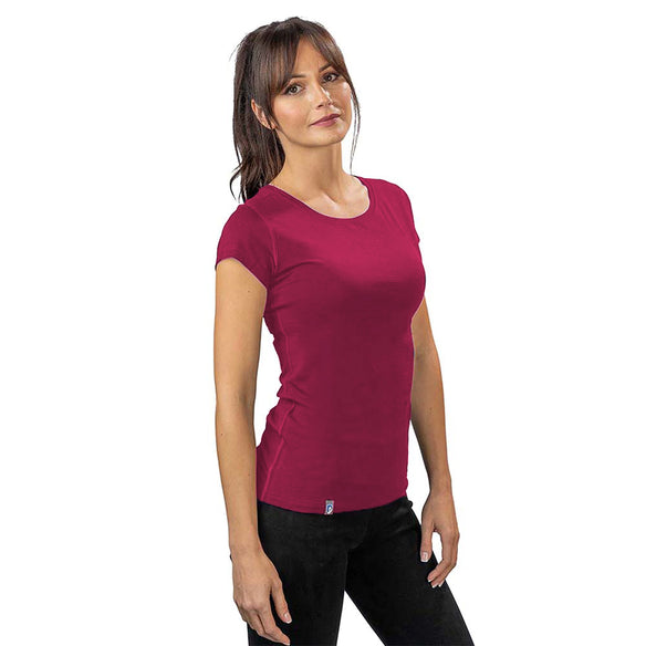 Merino tshirt damen atmungsaktiv in berry pink