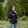 Alpin Loacker Escursionismo e sci Hardshell Giacca Donna Luce in Nero con Cappuccio