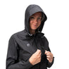 Alpin Loacker black outdoor jacket ladies waterproof with hood, hardshell jacket ladies rain jacket with hood ladies