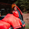ALPIN LOACKER Red ultra light down sleeping bag for hiking, multi-day tour sleeping bag, travel sleeping bag