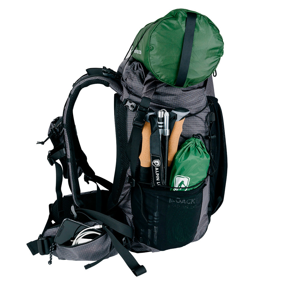 Ultraleichter Wanderrucksack 40+5 Liter mit Taschen, robustem 420D Diamond Ripstop-Nylon und verstellbaren Gurten, ideal für mehrtägige Outdoor-Abenteuer.