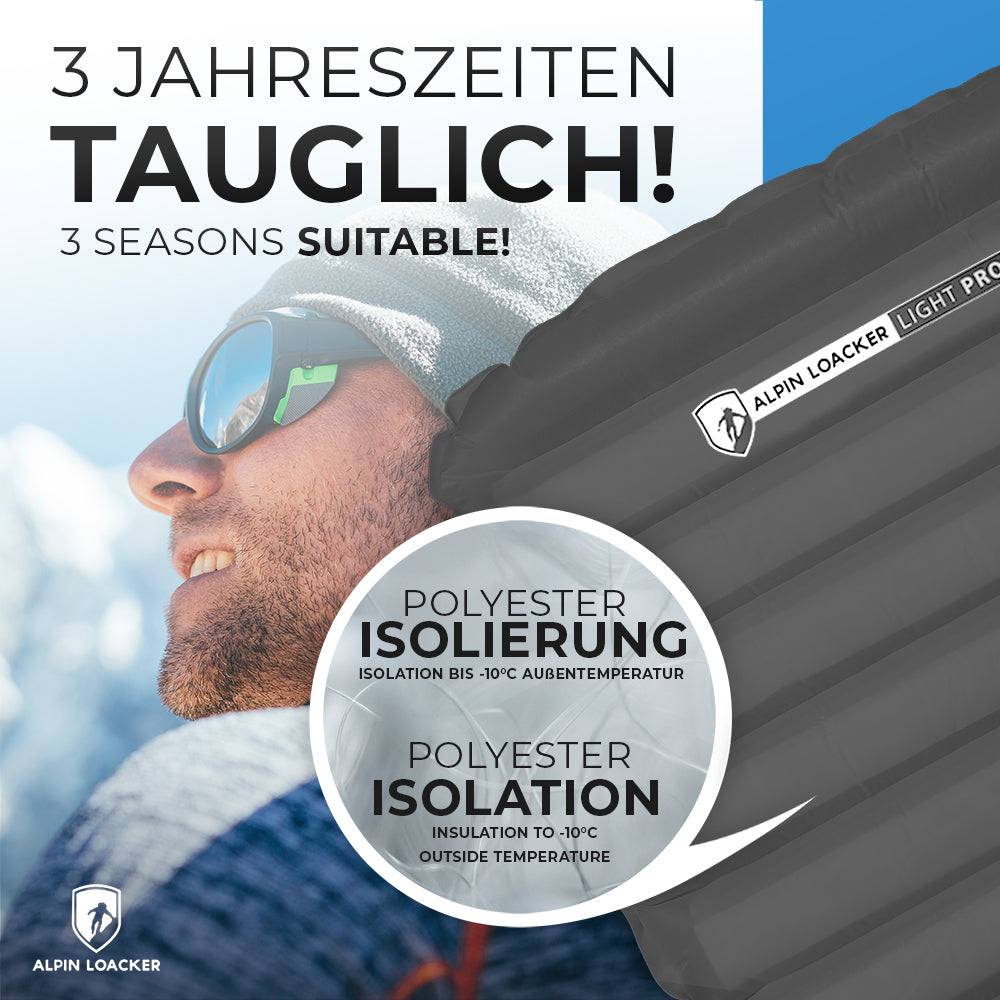 ALPIN LOACKER - Light Pro Isomatte für Outdoor - leicht 690g und bequem 8cm dick - Alpin Loacker