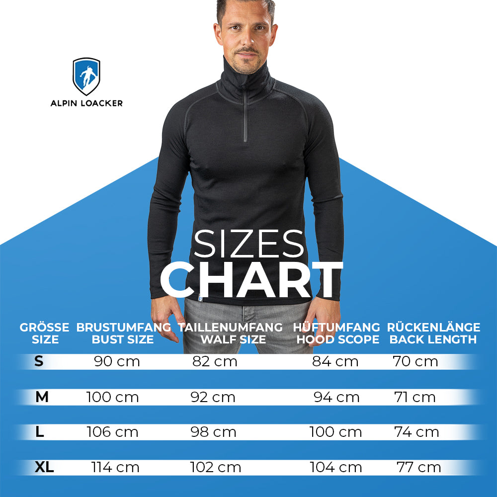 Merino Langarmshirt mit Zip Herren 230 g/m², getragen von einem Mann. Ideal für Outdoor-Aktivitäten, aus 100% Merinowolle für Komfort und Temperaturregulierung.