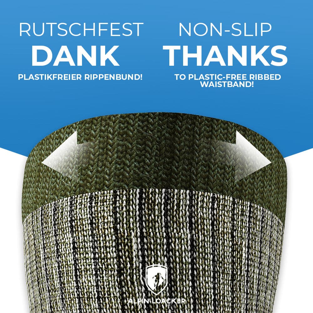 Merino Wandersocken Classic für Herren und Damen, Nahaufnahme zeigt fein gestricktes, atmungsaktives Gewebe aus 72% Merinowolle für optimalen Komfort und Langlebigkeit bei Outdoor-Abenteuern.