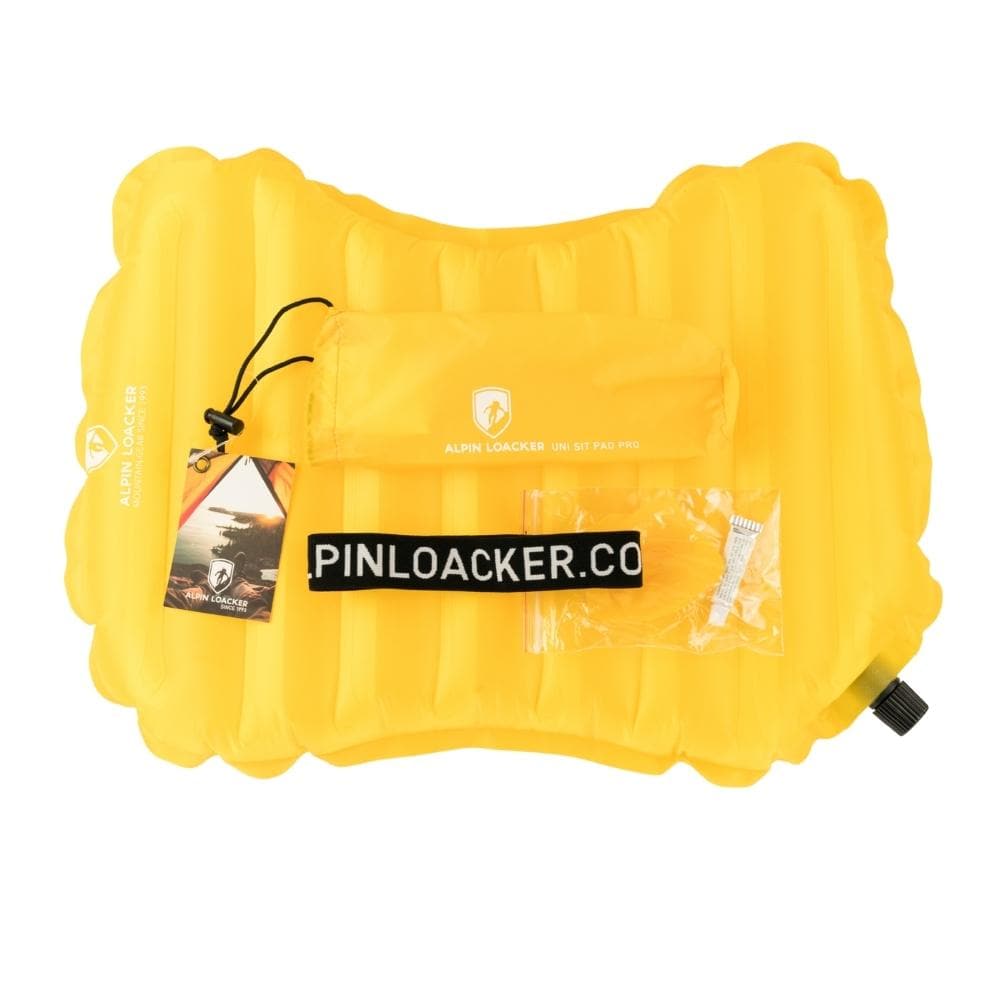 Uni Sit Pad Pro Outdoor Sitzkissen, gelbes aufblasbares Sitzkissen aus Nylon, kompakt und kälteisolierend, ideal für Camping und Reisen. Perfekt für Outdoor-Abenteuer.