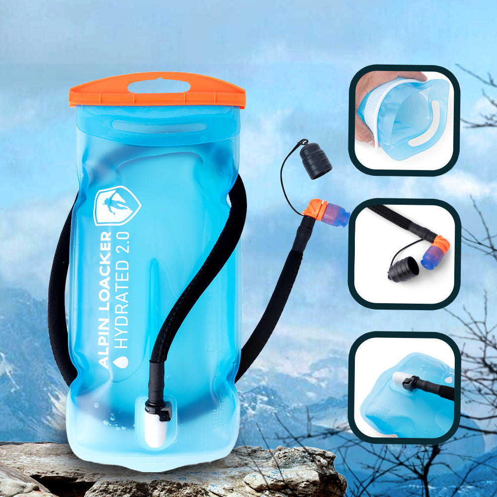 Trinkblase für Sommer + Winter: Ultraleichte, strapazierfähige Wasserblase mit Schlauch, ideal für Outdoor-Aktivitäten. Inklusive Reinigungszubehör, passt in jeden Wanderrucksack.